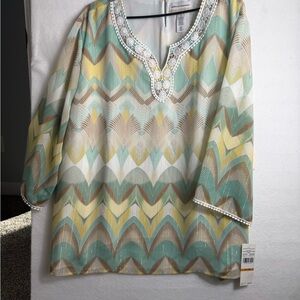 Alfred Dunner Pastel Chevron Tunic Women's Top 3XL